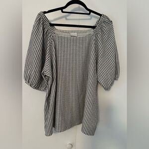 Ava & Viv Black & White Gingham Top | Size 2X